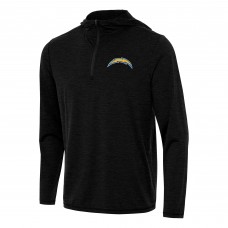 Los Angeles Chargers Antigua Heather Black Tidy Quarter-Zip Pullover Hoodie