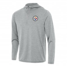 Pittsburgh Steelers Antigua Heather Gray Tidy Quarter-Zip Pullover Hoodie