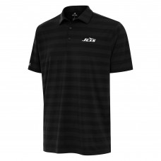 New York Jets Antigua Black Tunnel Polo New York Jets Antigua Black Tunnel Polo