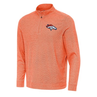 Denver Broncos Antigua Heather Orange Subtle Quarter-Zip Top