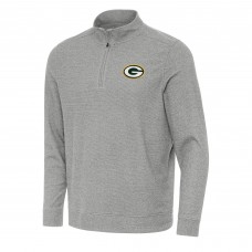 Green Bay Packers Antigua Heather Gray Subtle Quarter-Zip Top