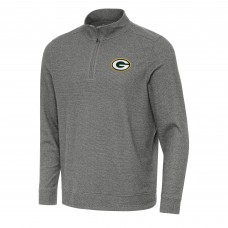 Green Bay Packers Antigua Heather Black Subtle Quarter-Zip Top