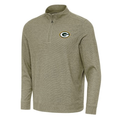 Green Bay Packers Antigua Olive Subtle Quarter-Zip Top