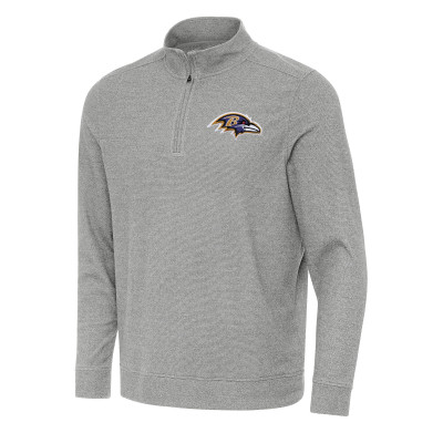 Baltimore Ravens Antigua Heather Gray Subtle Quarter-Zip Top