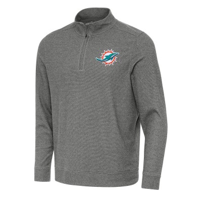 Miami Dolphins Antigua Heather Black Subtle Quarter-Zip Top