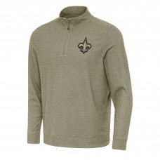 New Orleans Saints Antigua Olive Subtle Quarter-Zip Top