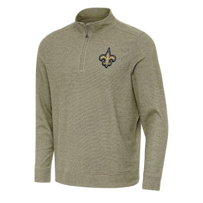 New Orleans Saints Antigua Olive Subtle Quarter-Zip Top