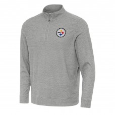 Pittsburgh Steelers Antigua Heather Gray Subtle Quarter-Zip Top