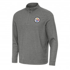 Pittsburgh Steelers Antigua Heather Black Subtle Quarter-Zip Top