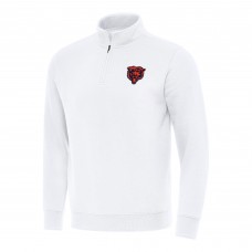 Chicago Bears Antigua White Victory Quarter-Zip Pullover Top