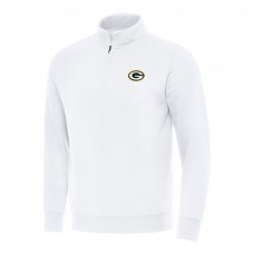 Green Bay Packers Antigua White Victory Quarter-Zip Pullover Top
