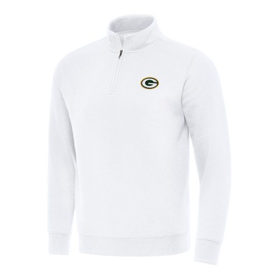 Green Bay Packers Antigua White Victory Quarter-Zip Pullover Top