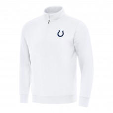 Indianapolis Colts Antigua White Victory Quarter-Zip Pullover Top