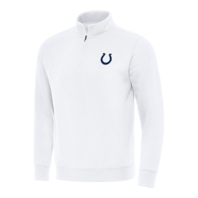 Indianapolis Colts Antigua White Victory Quarter-Zip Pullover Top