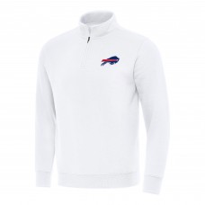 Buffalo Bills Antigua White Victory Quarter-Zip Pullover Top