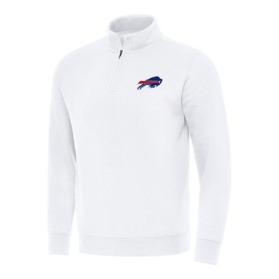 Buffalo Bills Antigua White Victory Quarter-Zip Pullover Top