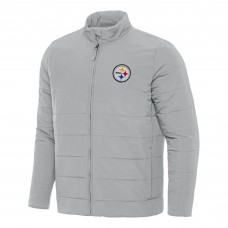 Pittsburgh Steelers Antigua Gray Swelter Full-Zip Jacket