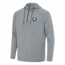 Indianapolis Colts Antigua Heather Gray Spikes Quarter-Zip Pullover Hoodie