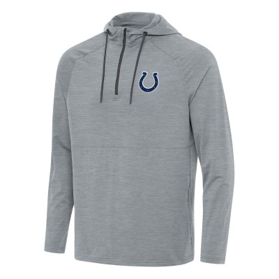 Indianapolis Colts Antigua Heather Gray Spikes Quarter-Zip Pullover Hoodie