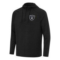 Las Vegas Raiders Antigua Heather Black Spikes Quarter-Zip Pullover Hoodie