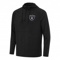 Las Vegas Raiders Antigua Heather Black Spikes Quarter-Zip Pullover Hoodie