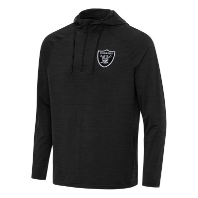 Las Vegas Raiders Antigua Heather Black Spikes Quarter-Zip Pullover Hoodie