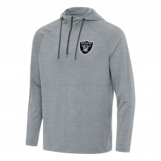 Las Vegas Raiders Antigua Heather Gray Spikes Quarter-Zip Pullover Hoodie