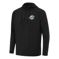 Miami Dolphins Antigua Heather Black Spikes Quarter-Zip Pullover Hoodie