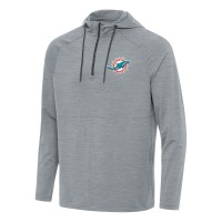 Miami Dolphins Antigua Heather Gray Spikes Quarter-Zip Pullover Hoodie
