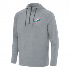 Miami Dolphins Antigua Heather Gray Spikes Quarter-Zip Pullover Hoodie