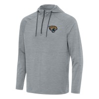 Jacksonville Jaguars Antigua Heather Gray Spikes Quarter-Zip Pullover Hoodie