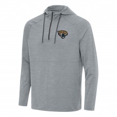 Jacksonville Jaguars Antigua Heather Gray Spikes Quarter-Zip Pullover Hoodie