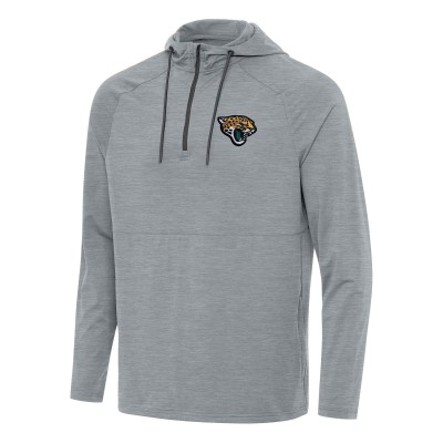 Jacksonville Jaguars Antigua Heather Gray Spikes Quarter-Zip Pullover Hoodie