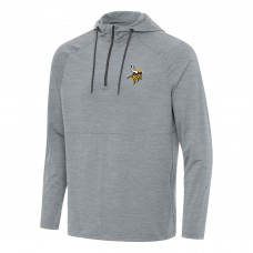 Толстовка на короткой молнии Minnesota Vikings Antigua Spikes - Heather Gray
