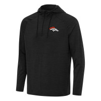 Denver Broncos Antigua Heather Black Spikes Quarter-Zip Pullover Hoodie