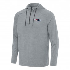New England Patriots Antigua Heather Gray Spikes Quarter-Zip Pullover Hoodie