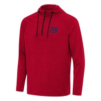 New York Giants Antigua Heather Red Spikes Quarter-Zip Pullover Hoodie
