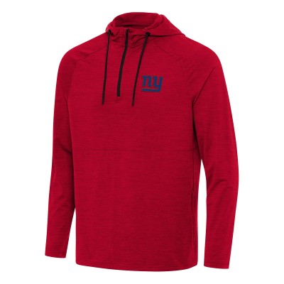 New York Giants Antigua Heather Red Spikes Quarter-Zip Pullover Hoodie