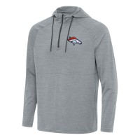 Толстовка Denver Broncos Antigua Heather Gray Spikes Quarter-Zip