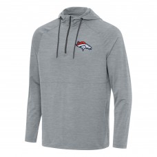 Толстовка Denver Broncos Antigua Heather Gray Spikes Quarter-Zip
