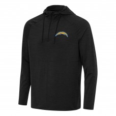 Los Angeles Chargers Antigua Heather Black Spikes Quarter-Zip Pullover Hoodie