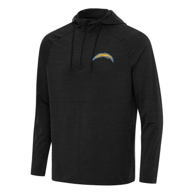 Los Angeles Chargers Antigua Heather Black Spikes Quarter-Zip Pullover Hoodie