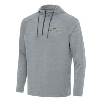 Los Angeles Chargers Antigua Heather Gray Spikes Quarter-Zip Pullover Hoodie
