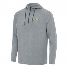 Los Angeles Chargers Antigua Heather Gray Spikes Quarter-Zip Pullover Hoodie