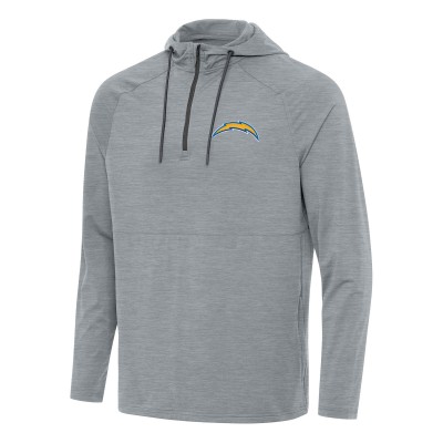 Los Angeles Chargers Antigua Heather Gray Spikes Quarter-Zip Pullover Hoodie