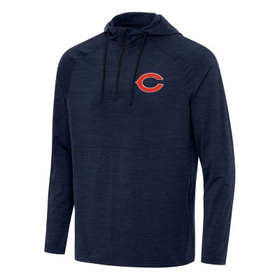 Толстовка Chicago Bears Antigua Heather Navy Spikes Quarter-Zip