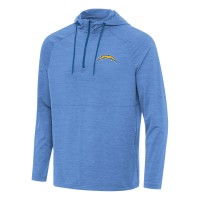 Los Angeles Chargers Antigua Heather Powder Blue Spikes Quarter-Zip Pullover Hoodie