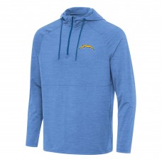 Los Angeles Chargers Antigua Heather Powder Blue Spikes Quarter-Zip Pullover Hoodie