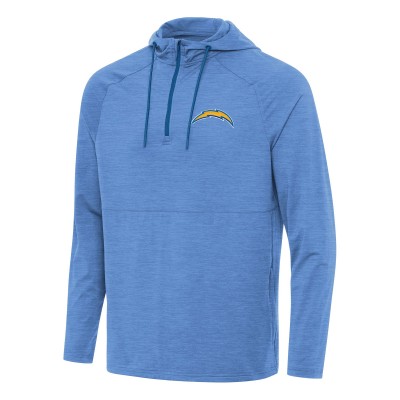 Los Angeles Chargers Antigua Heather Powder Blue Spikes Quarter-Zip Pullover Hoodie