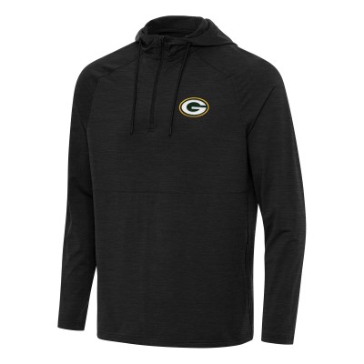 Толстовка Green Bay Packers Antigua Heather Black Spikes Quarter-Zip